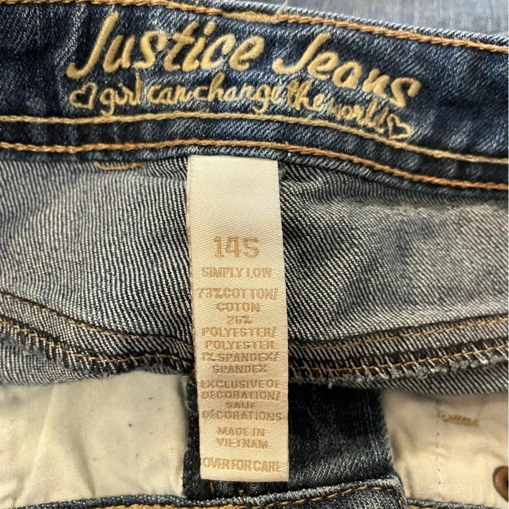 Justice Simply Low Denim Jean Shorts Girls Size 14 S
